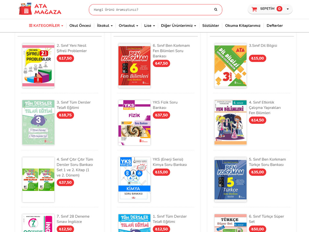 Screenshot of the Atamağaza web project